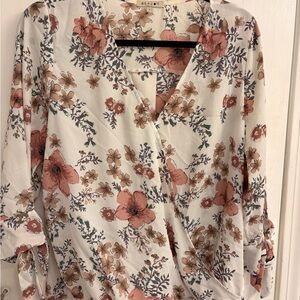 Beacon Floral Blouse - Cream and Brown